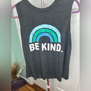 Be Kind blue rainbow gray tank sleeveless Medium womens Irisgod
